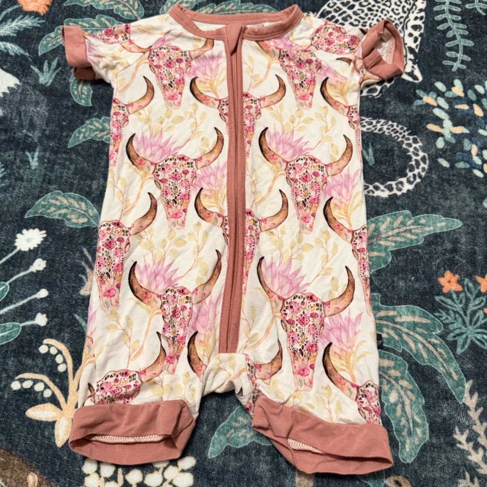 The Sleepy Sloth Bamboo Zipper Shortie Size 6-12‎ Months Boho Blooms Floral